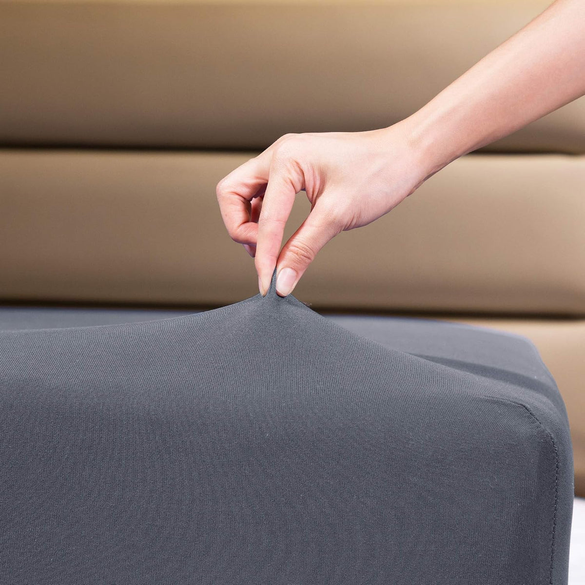 Cosmoplus King fitted sheet gray front view