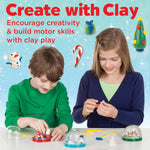 Creativity for Kids holiday snow globes kit colorful modeling clay sticks and sculpting tools.