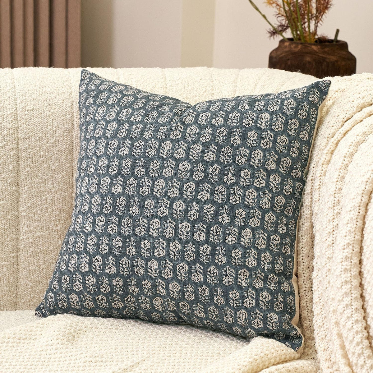 Amor Virisso Floral Pillow Covers 20x20 Farmhouse Neutral Decorative Pillow Covers for Couch Accent Sofa Pillows 1PC, Dark Brown - Image 9