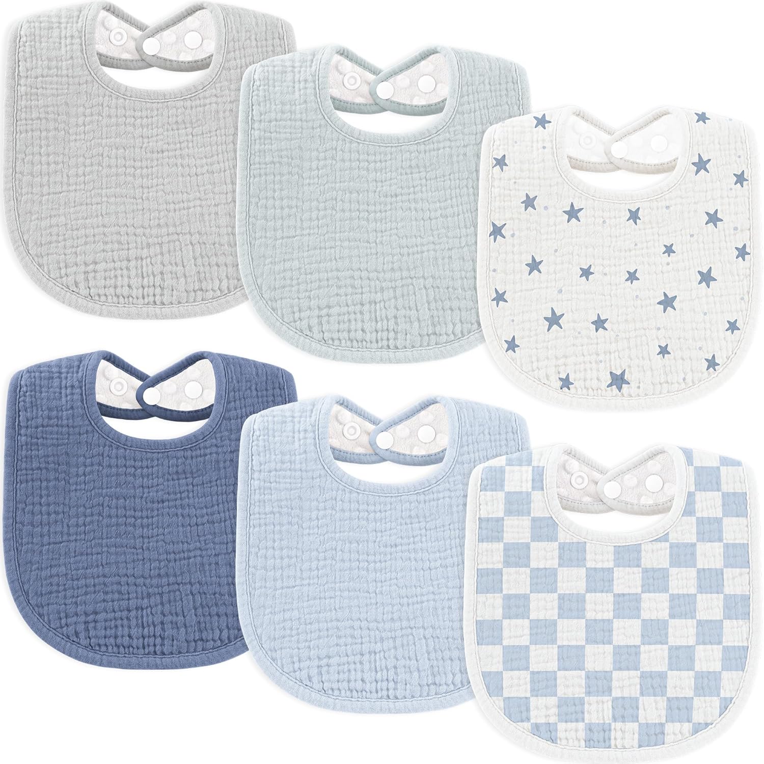 Susurration Muslin Baby Bibs 6 Pack front view