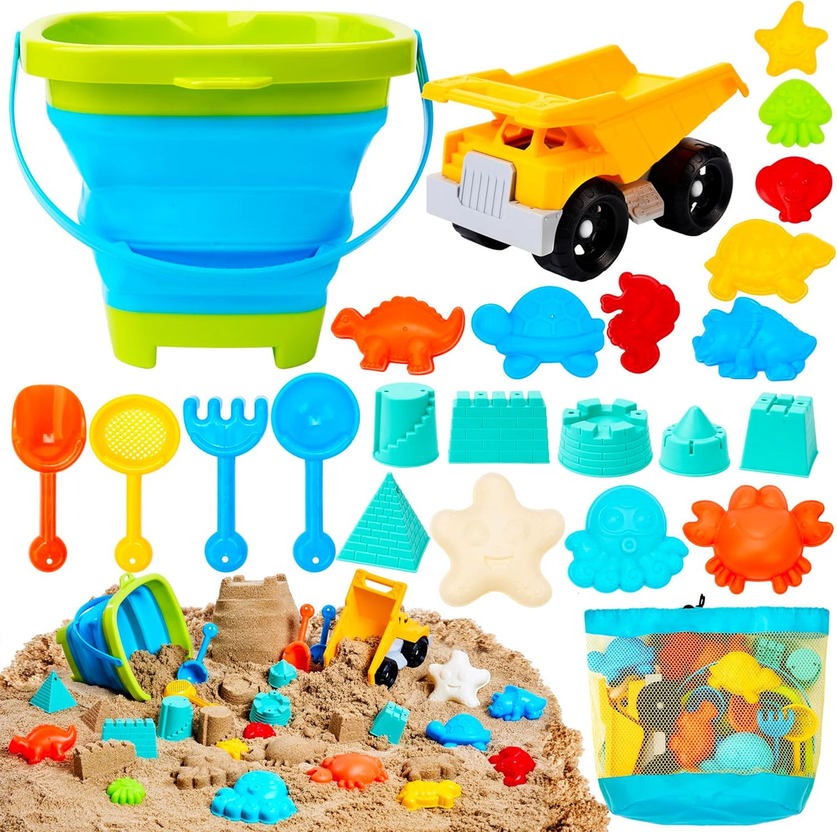 Sloosh beach sand toys set with dump truck and tools
