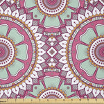 Lunarable boho floral mandala fabric front view