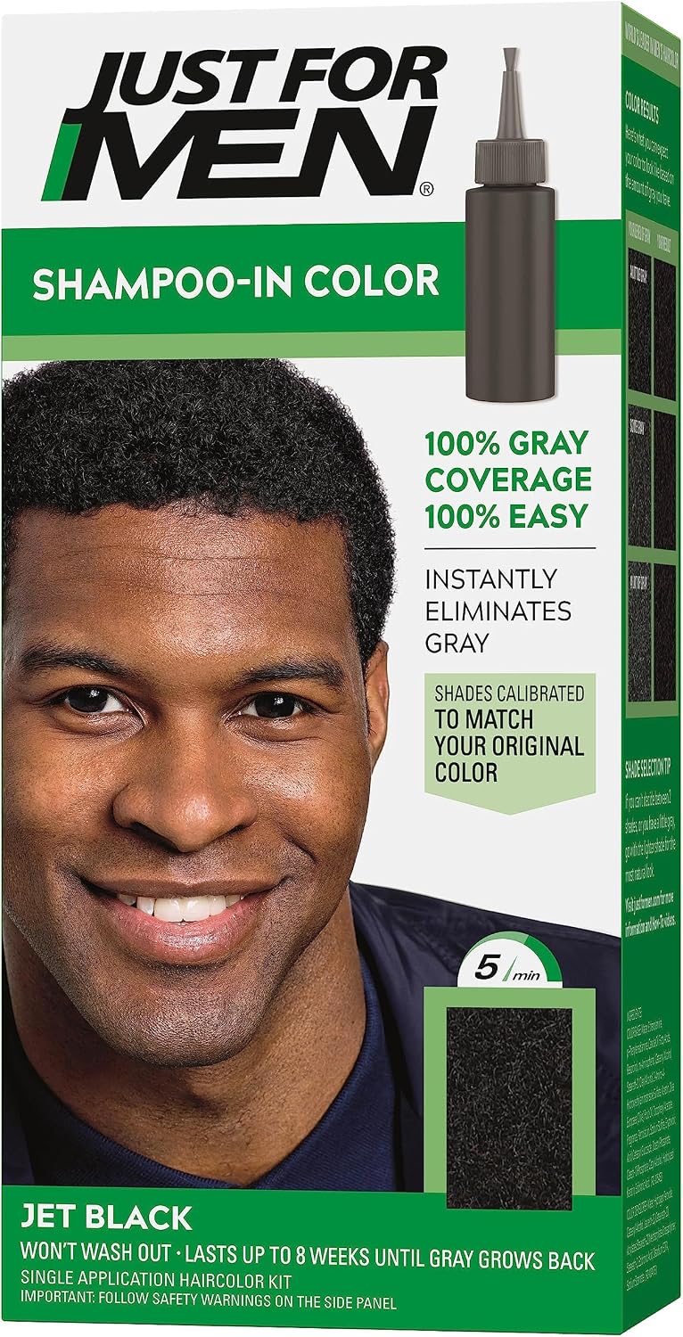 Just For Men Shampoo-In Color Jet Black H-60 front view packaging