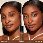 Milani Golden Toffee foundation shade swatch and texture