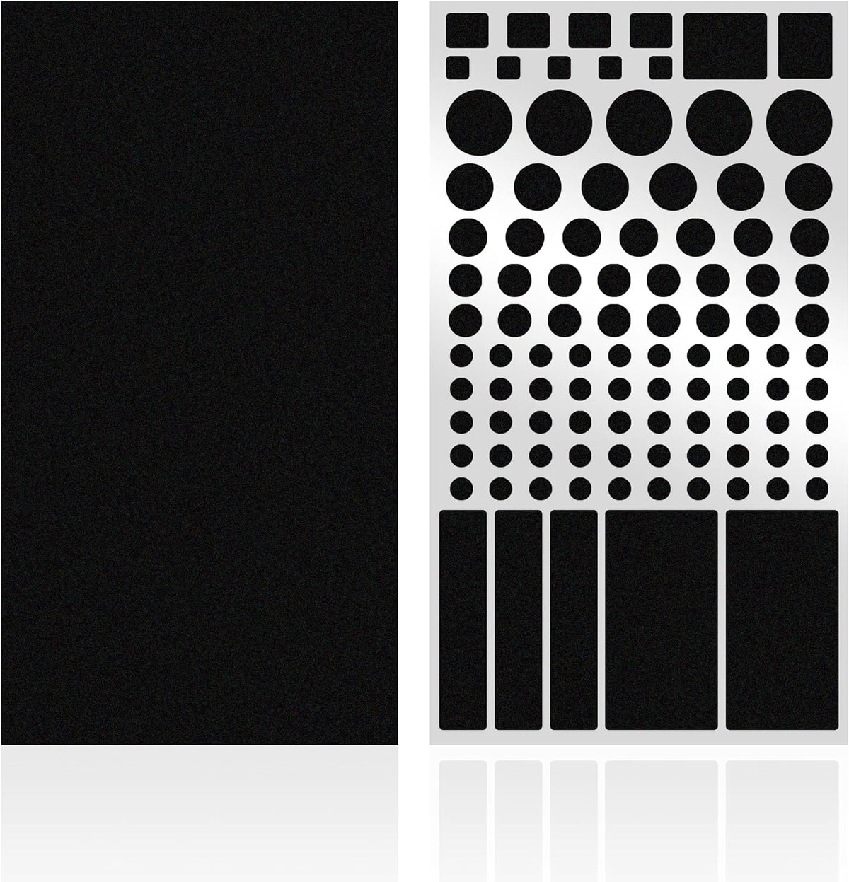 FLANCCI LED light blocking stickers front packaging view showing pre-cut adhesive shapes for electronic dimming.