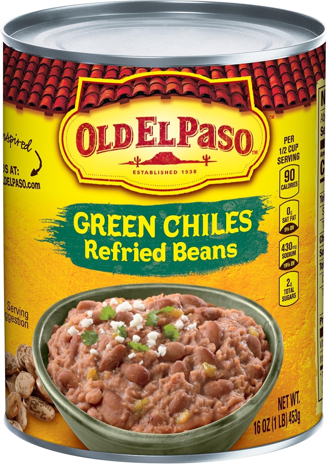 Old El Paso Green Chiles Refried Beans, 453g - Image 1