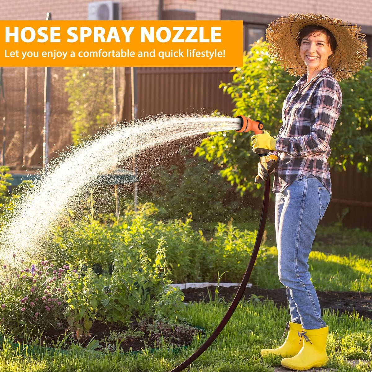 Dileogo garden hose nozzle showing thumb switch control