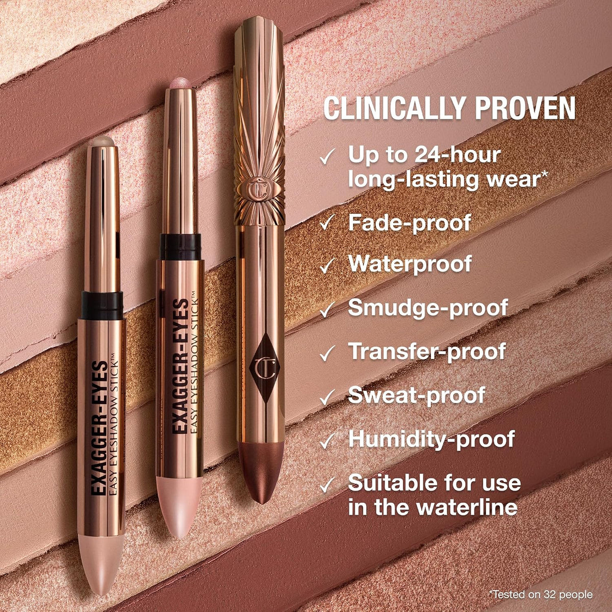 Crease resistant luxury cream eyeshadow pen with conditioning Vitamin E formula
