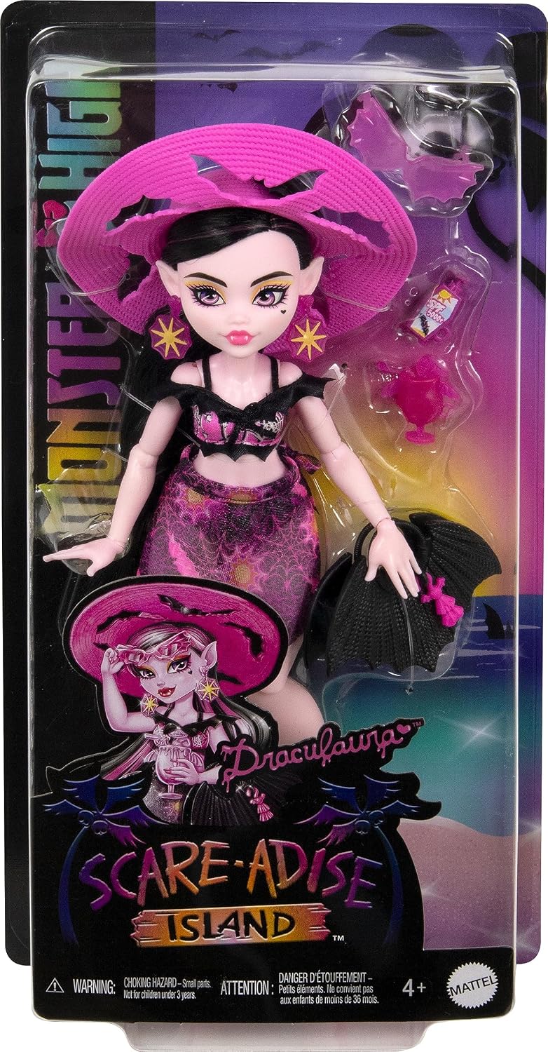 Monster High Scare-adise Island Draculaura Doll with Swimsuit, Sarong & Beach Accessories Like Hat, Sunscreen & Tote - Image 6