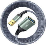 AINOPE 2 Pack USB Extensions Cable High Speed USB 3.0 Extension Cord Type A Male to Female Sturdy Braided Material Fast Data Transfer Compatible with USB Keyboard,Mouse,Flash Drive,Grey,1.5FT+1.5FT - Image 12