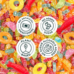 SmartSweets Peach Rings bag highlighting the gluten free vegan peach flavored chewy candies.