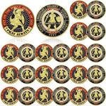 F4godwar Armor of God challenge coin front view showing engraved christian imagery.