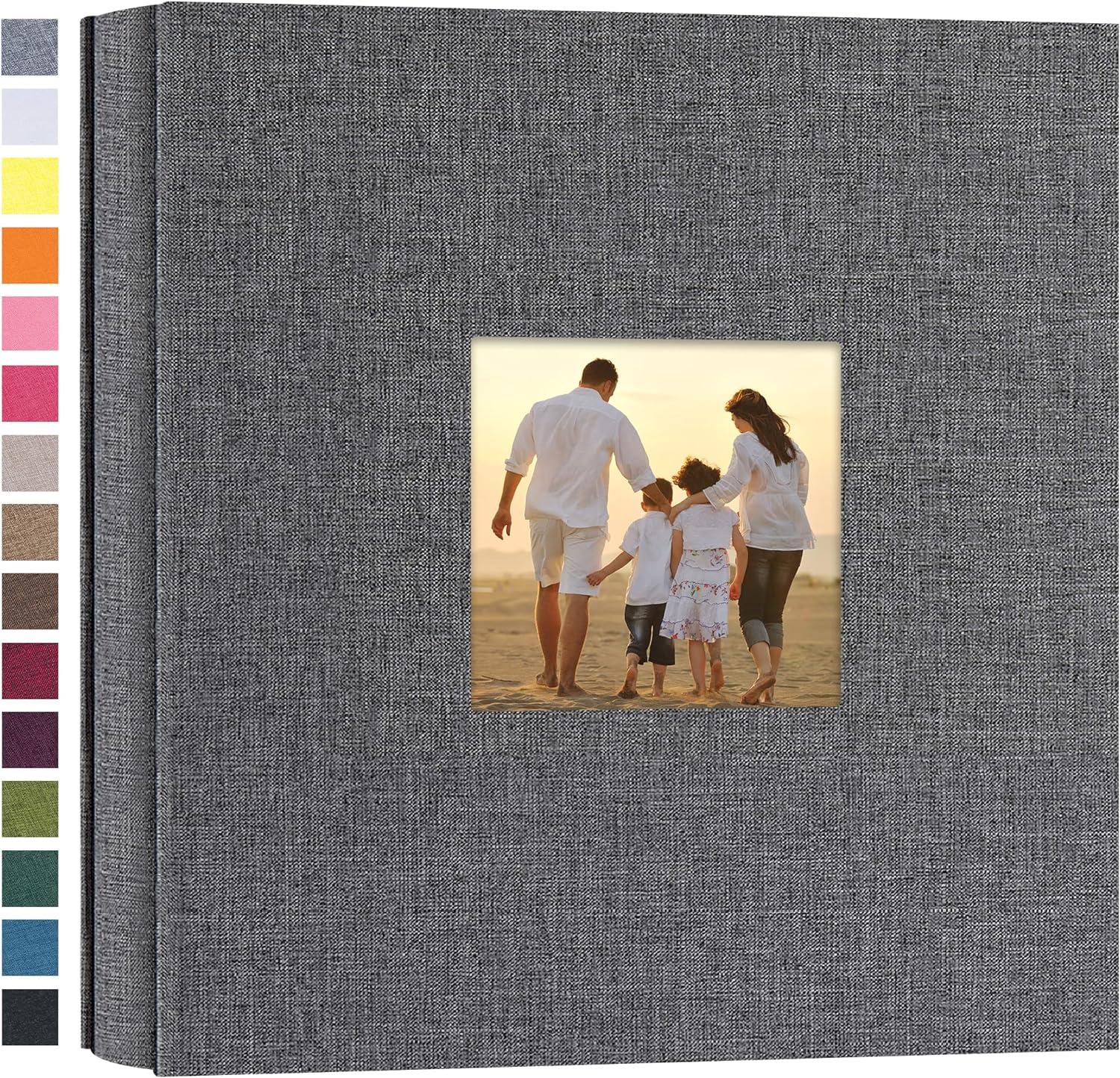 Potricher small photo album 4x6 gray linen hardcover front view