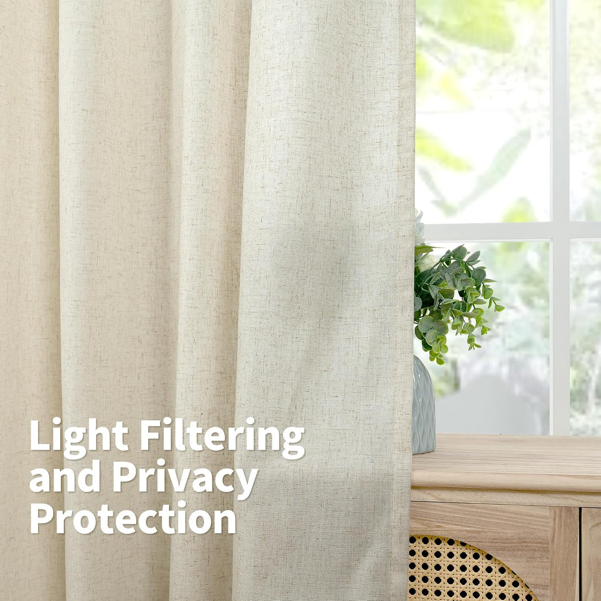 YoungsTex light filtering semi sheer window treatment closeup