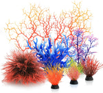 MyLifeUNIT Artificial Coral Aquarium Plants seven pack front view in a clean fish tank setup.
