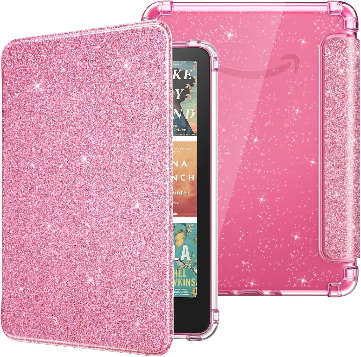 MoKo Kindle Paperwhite 2024 glitter pink case front view