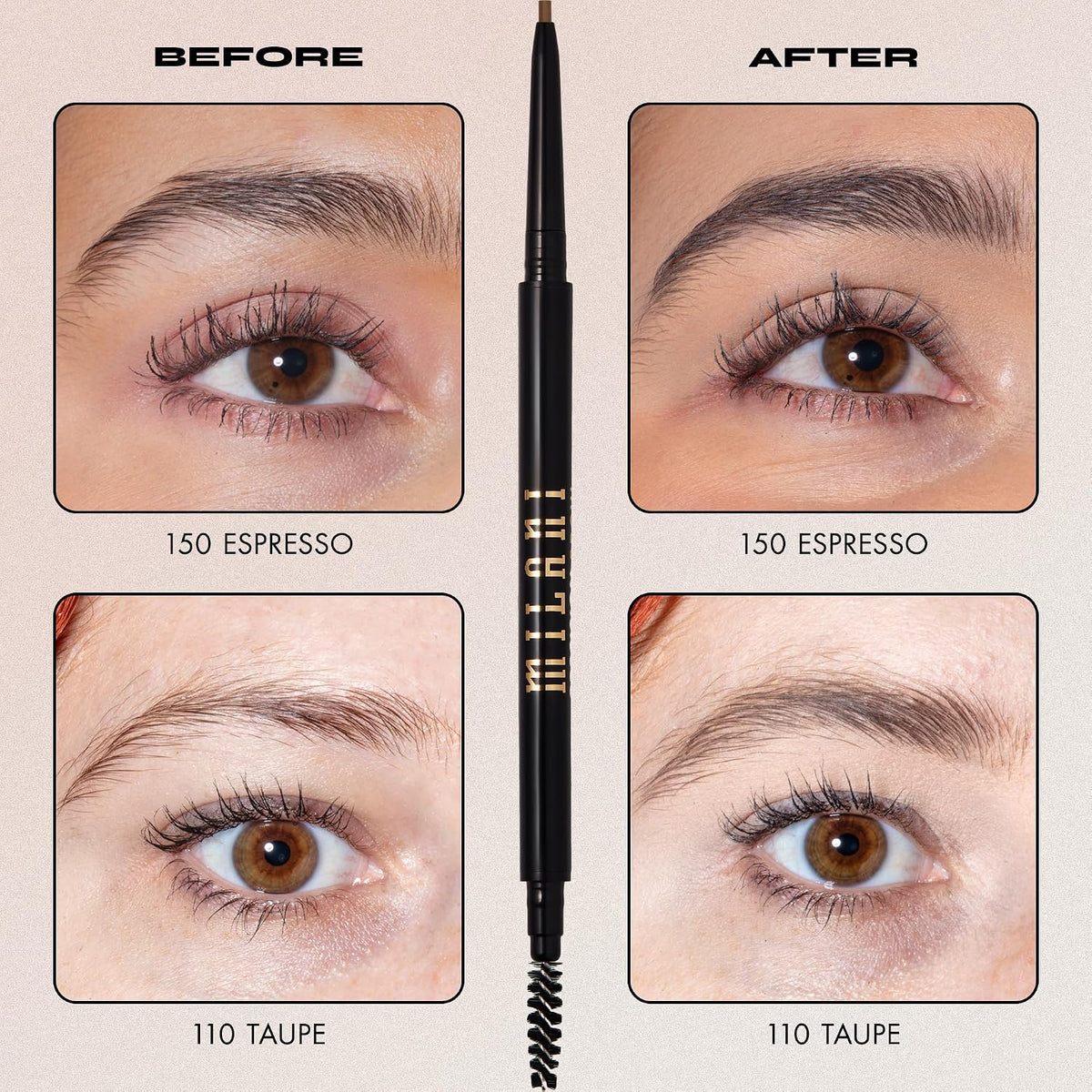 Dual ended brow liner showing grooming spoolie brush end