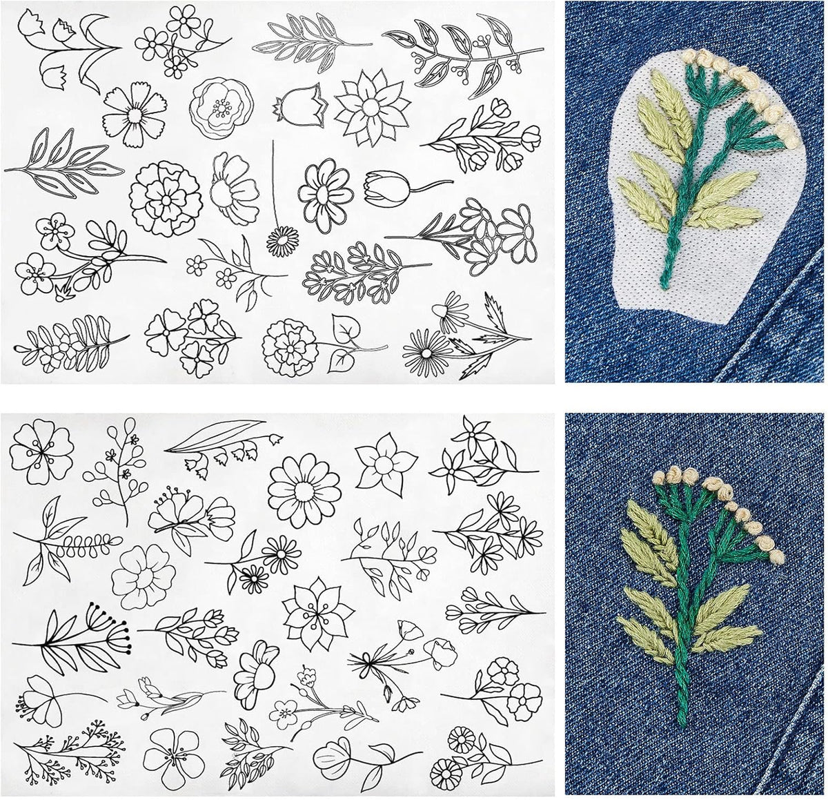 50 Pcs Water Soluble Wash Away Hand Sewing Stabilizers for Embroidery Fabric Embroidery Stabilizers with Boho Pattern for Hand Sewing Lover (Blossom) - Image 11