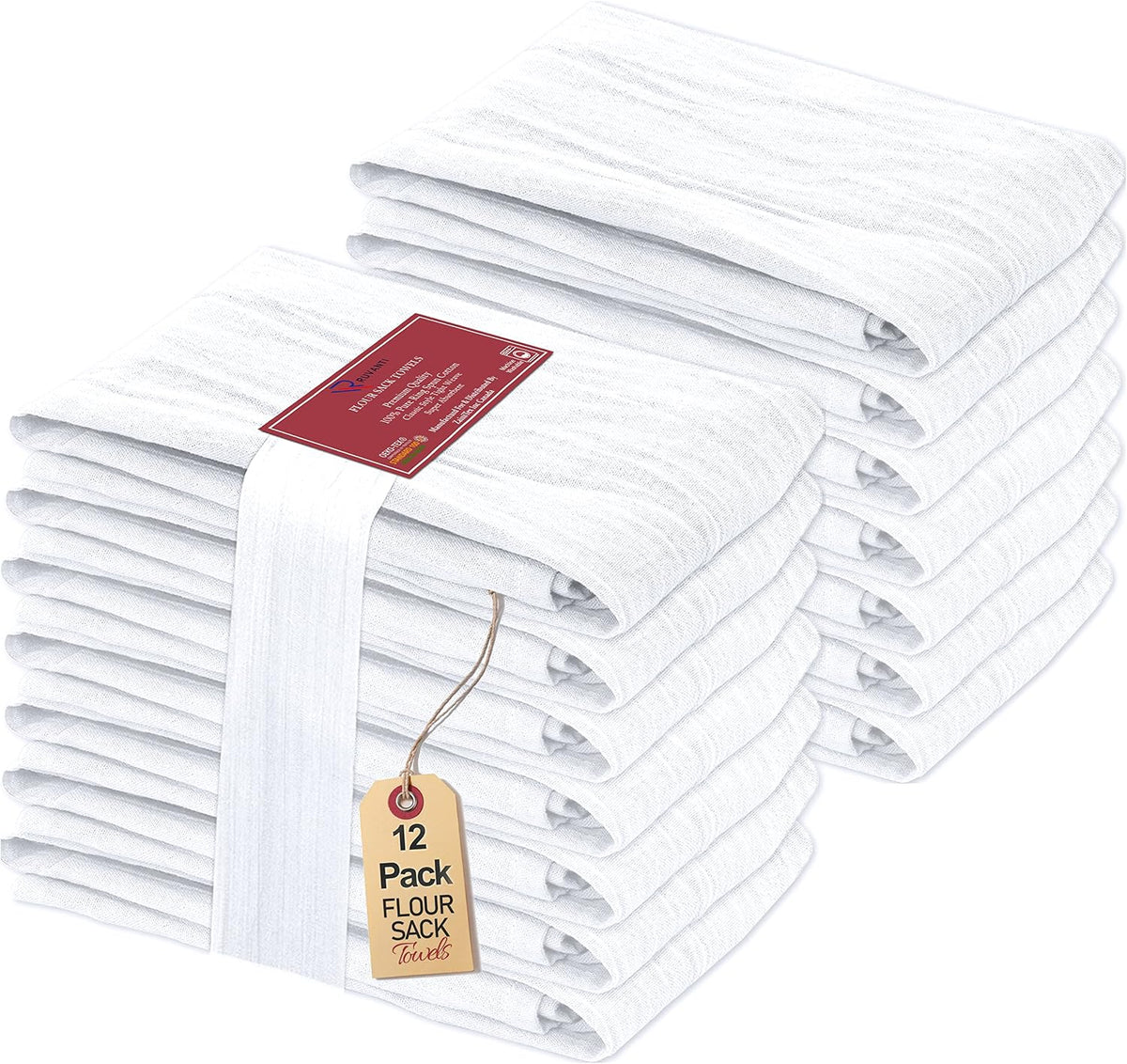 RUVANTI Flour Sack Towels 12 Pack 28"x28", 100% Cotton Ring Spun - White | Washable & Reusable, Absorbent Dish Cloth. Tea Towels, Kitchen Towels are perfect for Drying, Cleaning, Wiping Stain, Dusting - Image 9