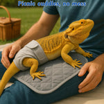 Absorbent reusable pad for reptile handling laid out flat next to the Homedy Crafts diaper
