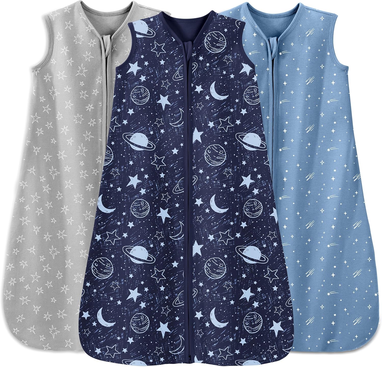 Unnivoll baby sleep sack 3 pack front view blue color