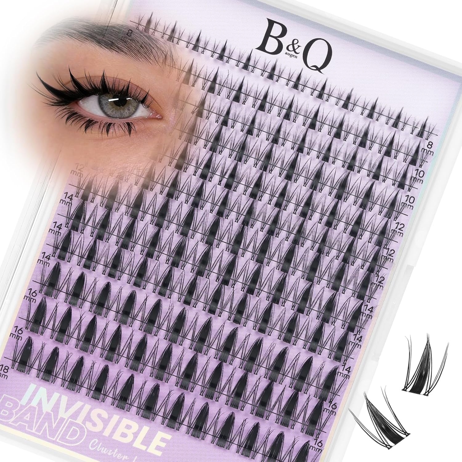 B&Qaugen Fairy Lash Clusters front view of the 144 pieces mixed length tray