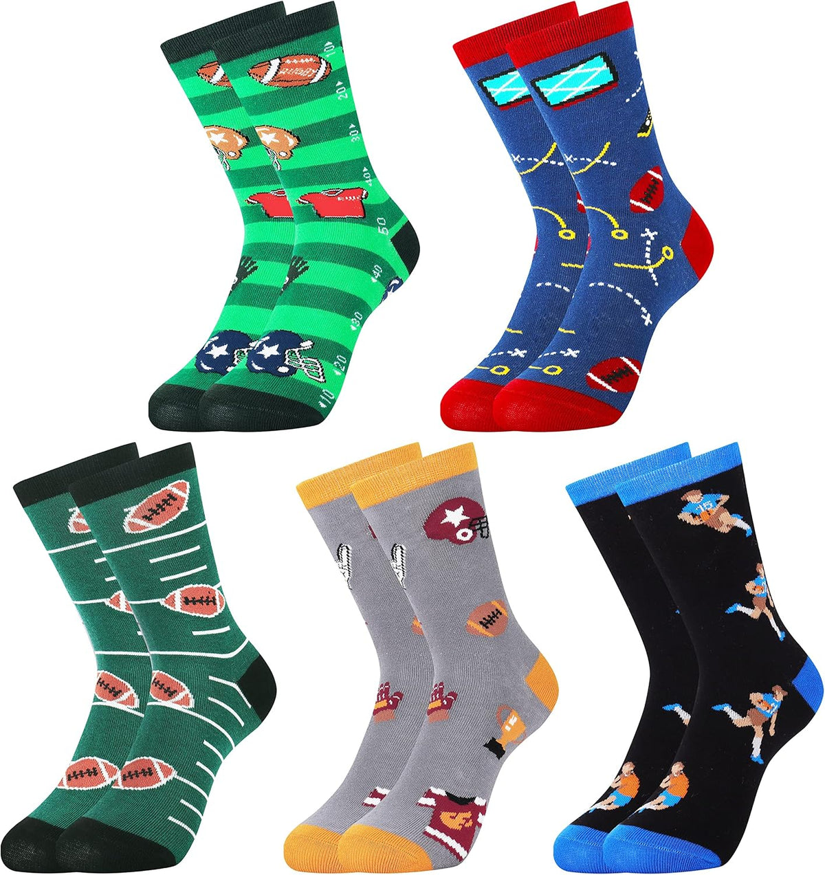 Belloxis Funny Athletic Socks 5Pcs, Multi-Sport Gifts for 8-12 Boys Girl | Cotton Socks, Basketball, Baseball, Soccer, Hockey Crew Socks for Boys Girl Gifts - Image 9