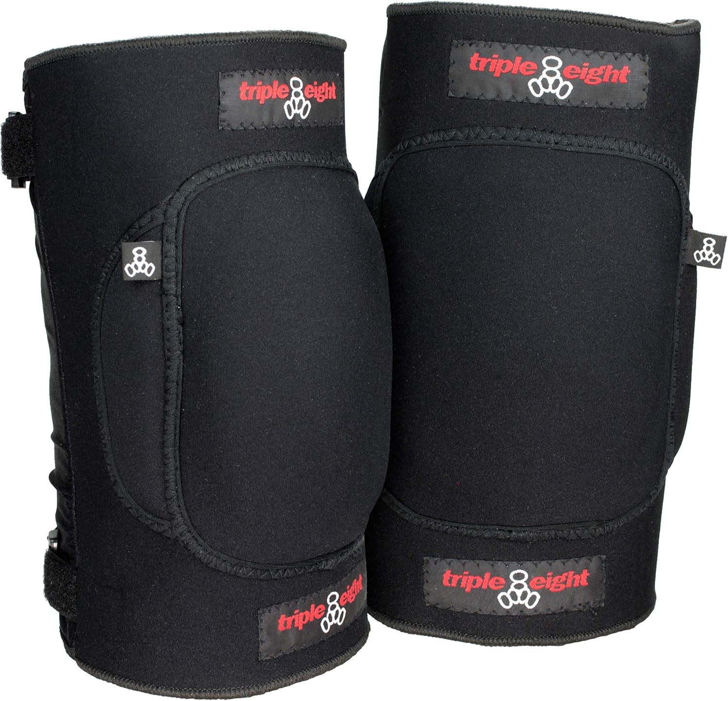 Triple Eight Undercover Snow Knee Pads front view showcasing the black neoprene sleeve and contoured protective padding.