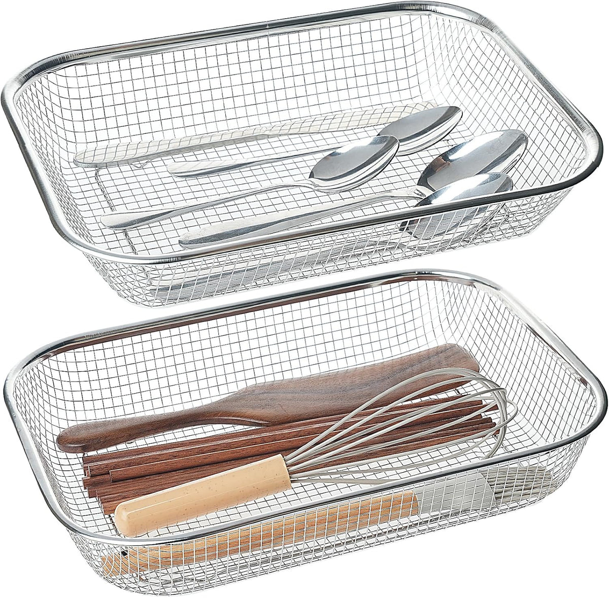 Utensil Drying Rack, 2 Pack Utensils Holder Dishwasher Silverware Basket | Compact Dish Rack, Kitchen Counter Drainer, Chopsticks, Spoons, Forks, Knifes Drainer Organizer - Image 10