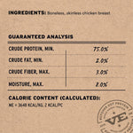 Premium raw freeze dried chicken breast treats for cats in packaging