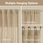 Light filtering burlap curtains 52 by 90 inch window drape close up