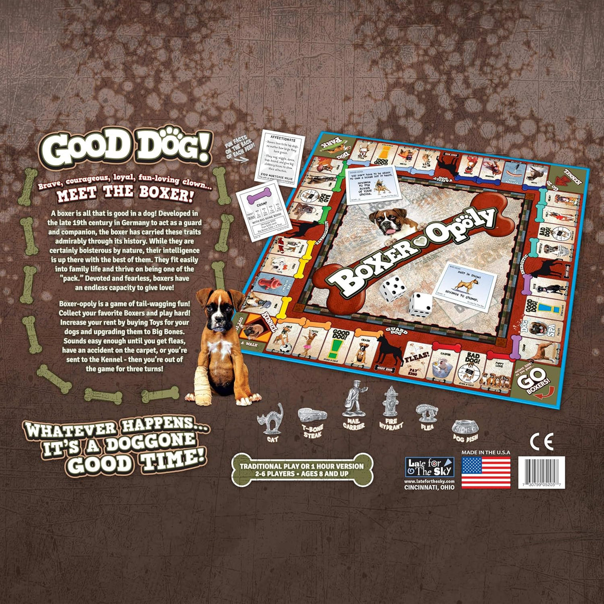 Family playing Boxer-Opoly board game together