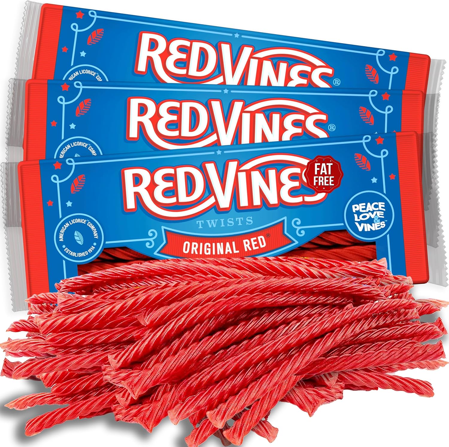 Red Vines Original Red Licorice Twists front view packaging imported American candy