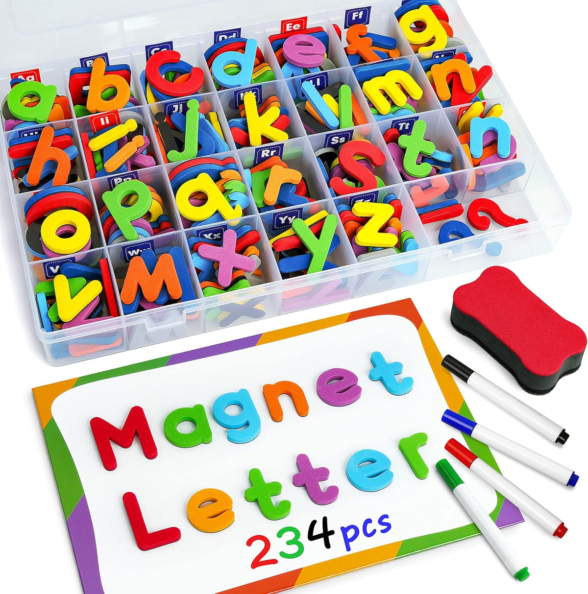 Coogam 234 piece magnetic letters set front view