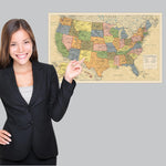 Laminated US map showing Alaska and Hawaii insets