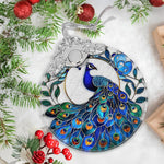 Jocidea stained glass peacock ornament back view