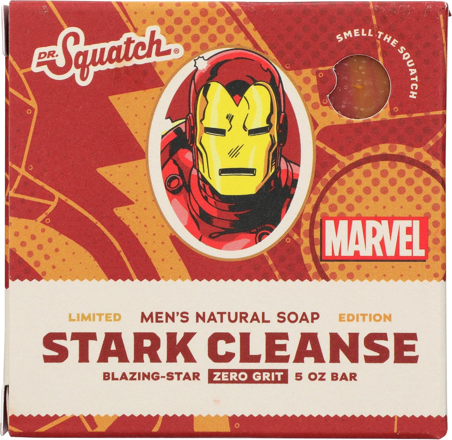Dr. Squatch Marvel Stark Cleanse Ironman soap bar front view packaging