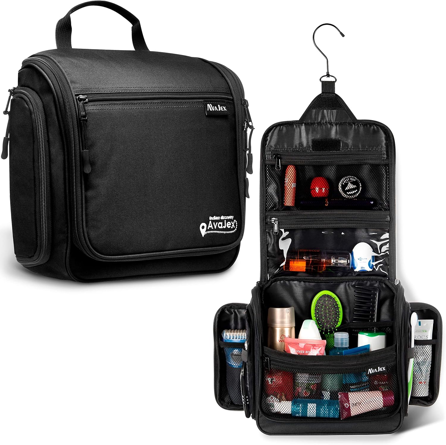Avajex premium hanging travel toiletry bag front view