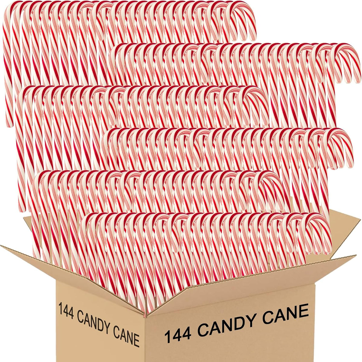 Close-up view of Muchai Innovations peppermint candy canes being used as hot chocolate stirrers.