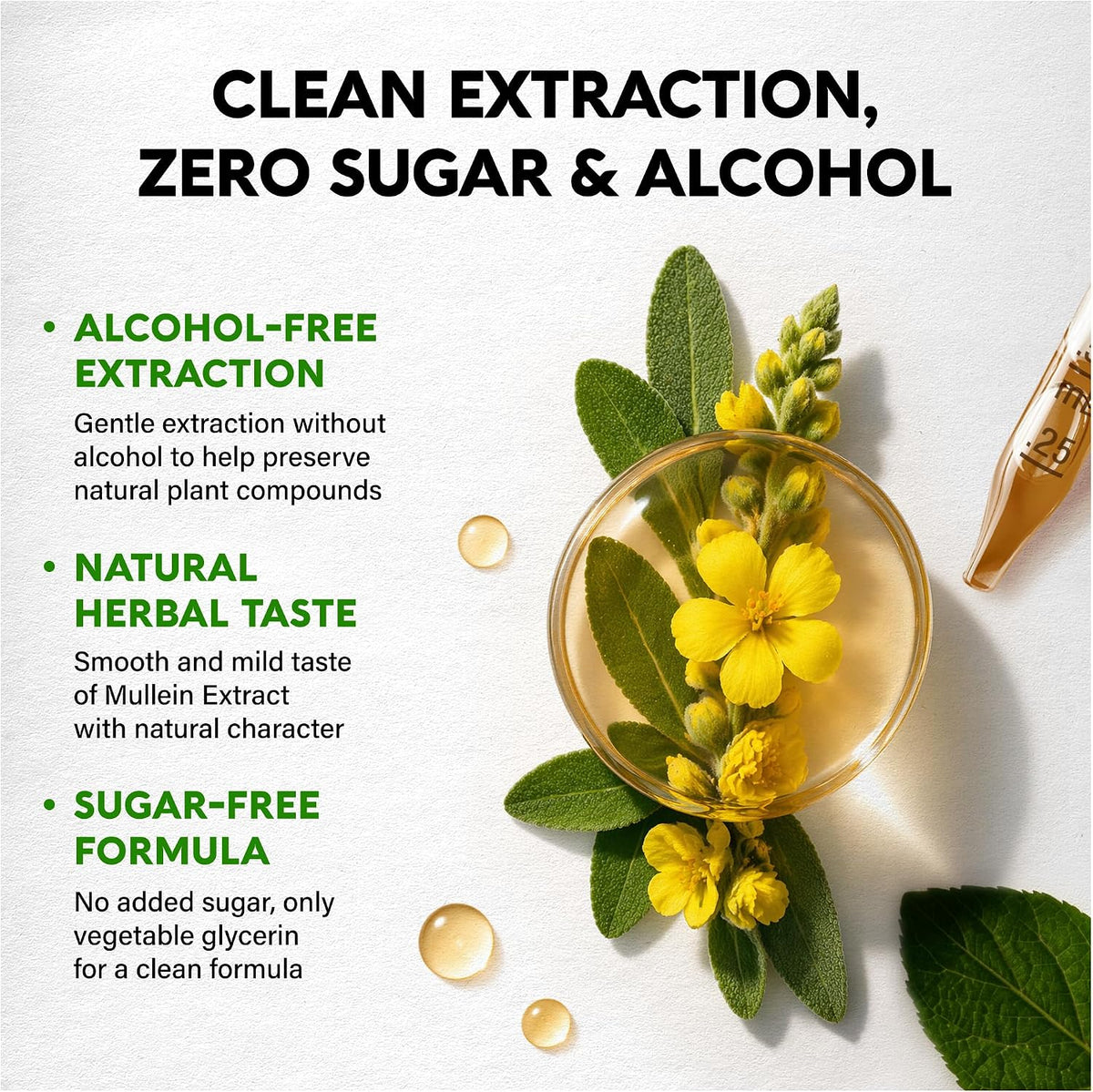 Nutraharmony mullein leaf extract 2 fluid ounces bottle back