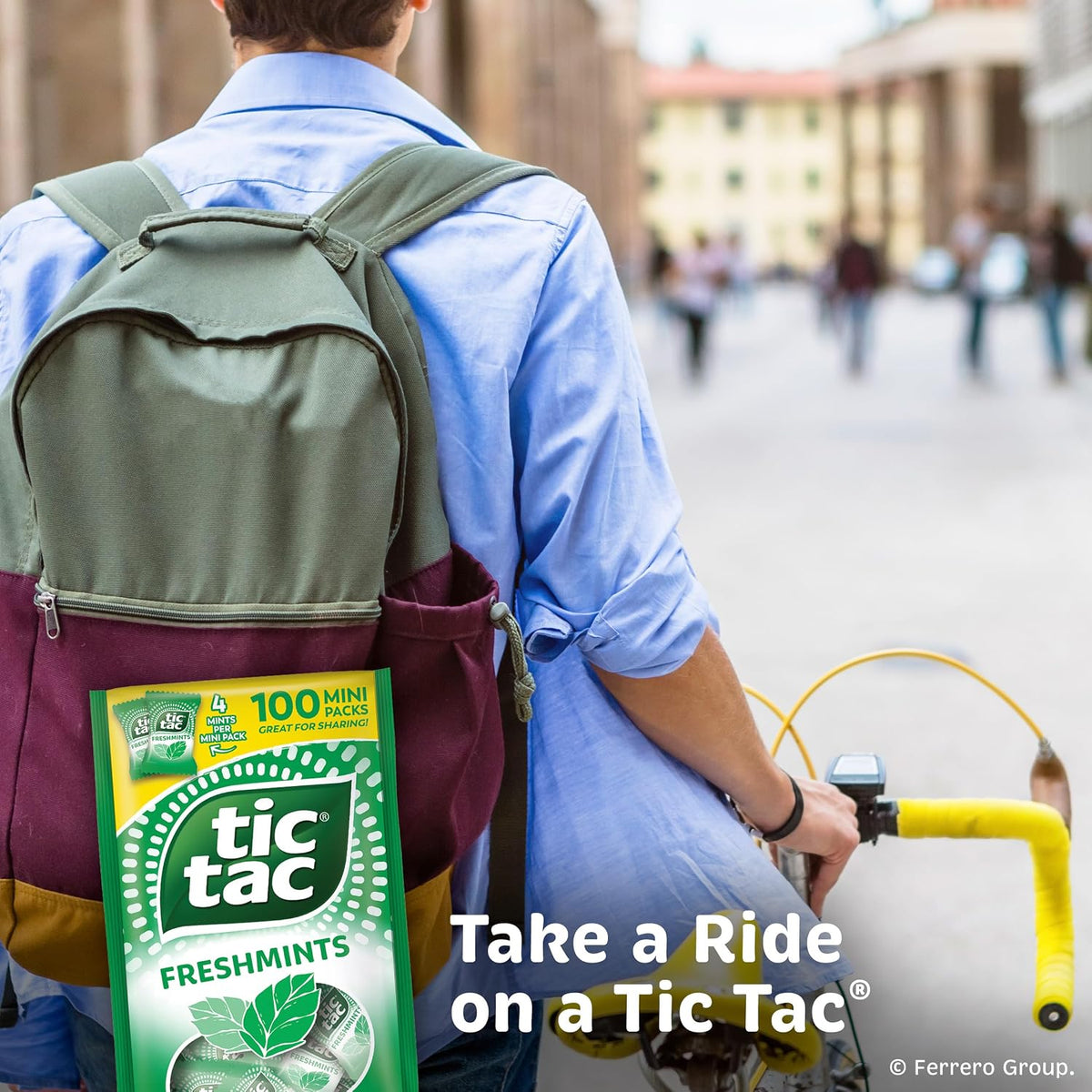 USA imported Tic Tac bulk bag open displaying multiple individual packets inside