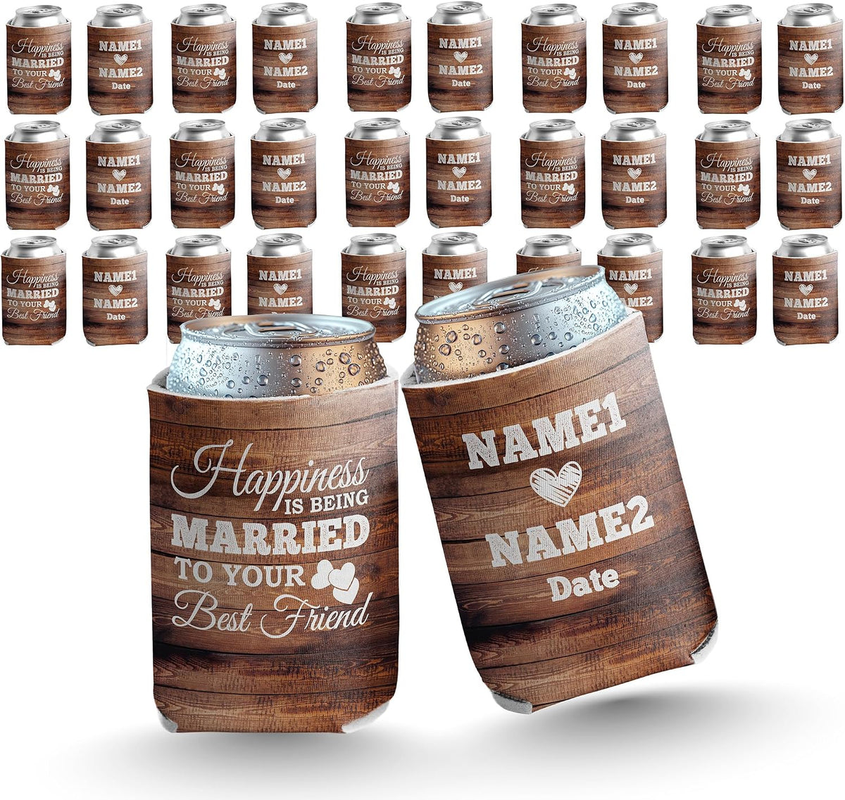 VictoryStore personalized wedding can cooler front view