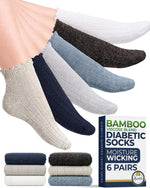 Pembrook(R) Frill Knit Diabetic Socks for Women & Men with Bamboo Viscose - 6 Pairs Non Binding Wide Neuropathy Socks for Women - Image 13
