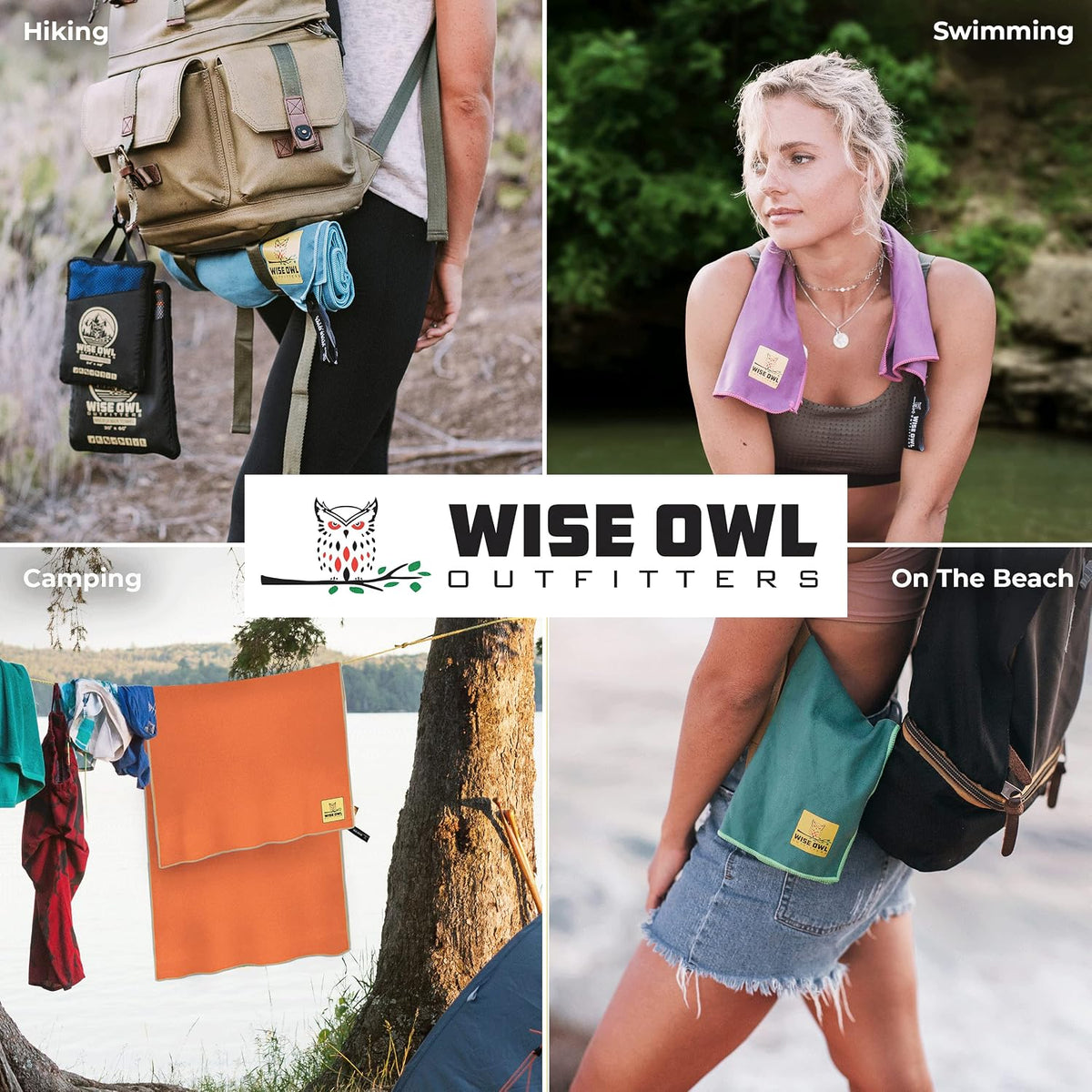Wise Owl Outfitters yoga towel showing edge stitching and quality