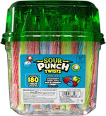 Individually wrapped blue raspberry strawberry cherry and apple sour punch candy twists