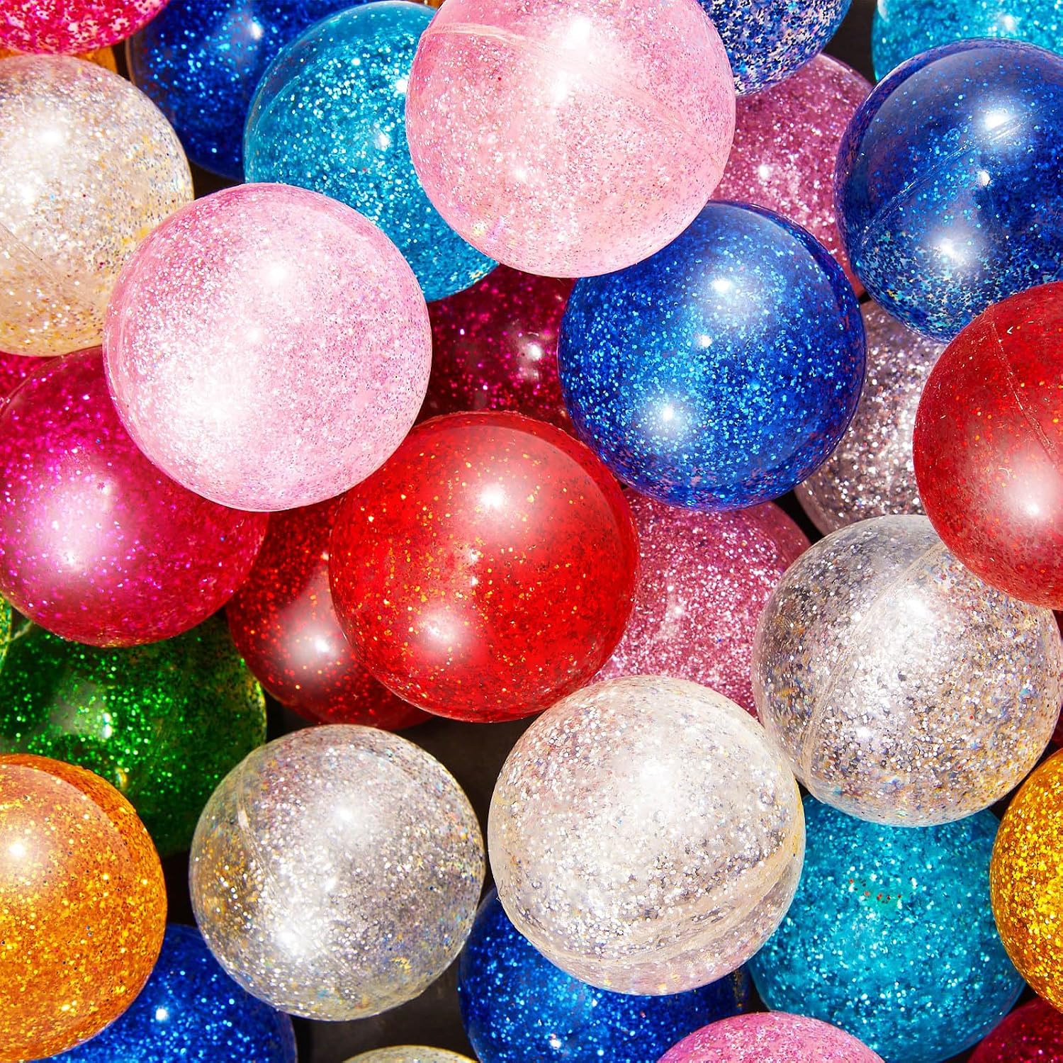 Shappy 60 Pcs 45 mm Large Bouncy Balls front view showing assorted colors