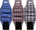 Three pack of premium imported male dog waist wraps on white background