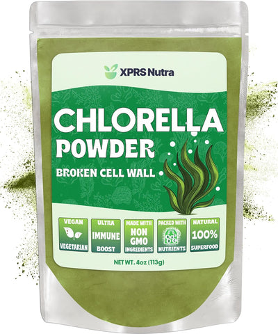 XPRS Nutra Chlorella Powder - Broken Cell Wall Chlorophyll Powder - Chlorella Powder for Immunity - Vegan Friendly Complete Protein (4 Ounce) - Image 1