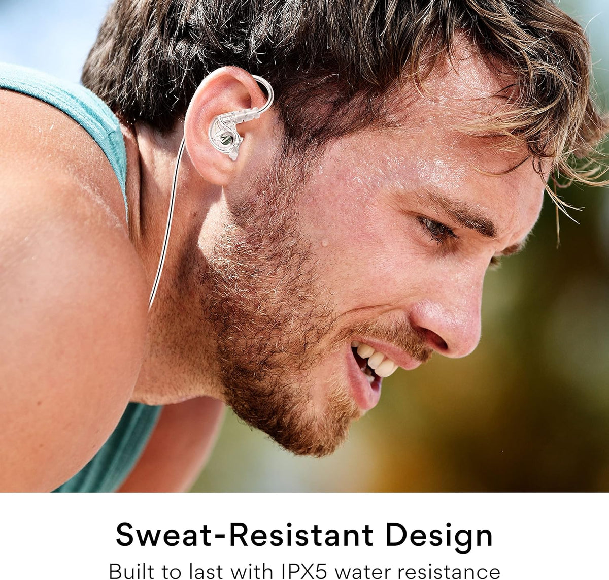MEE audio M6 sport headphones showing memory wire earhooks