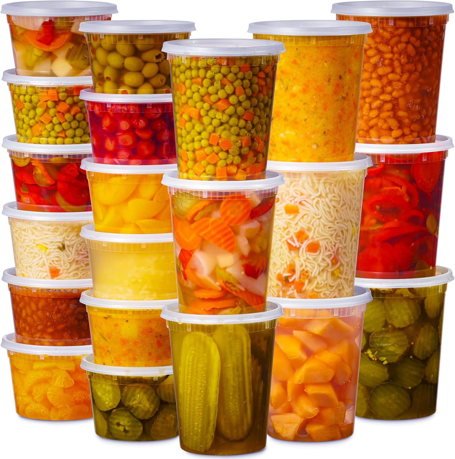 Munfix 48 Pack Plastic Deli Food Storage Containers front view for meal prep organization.